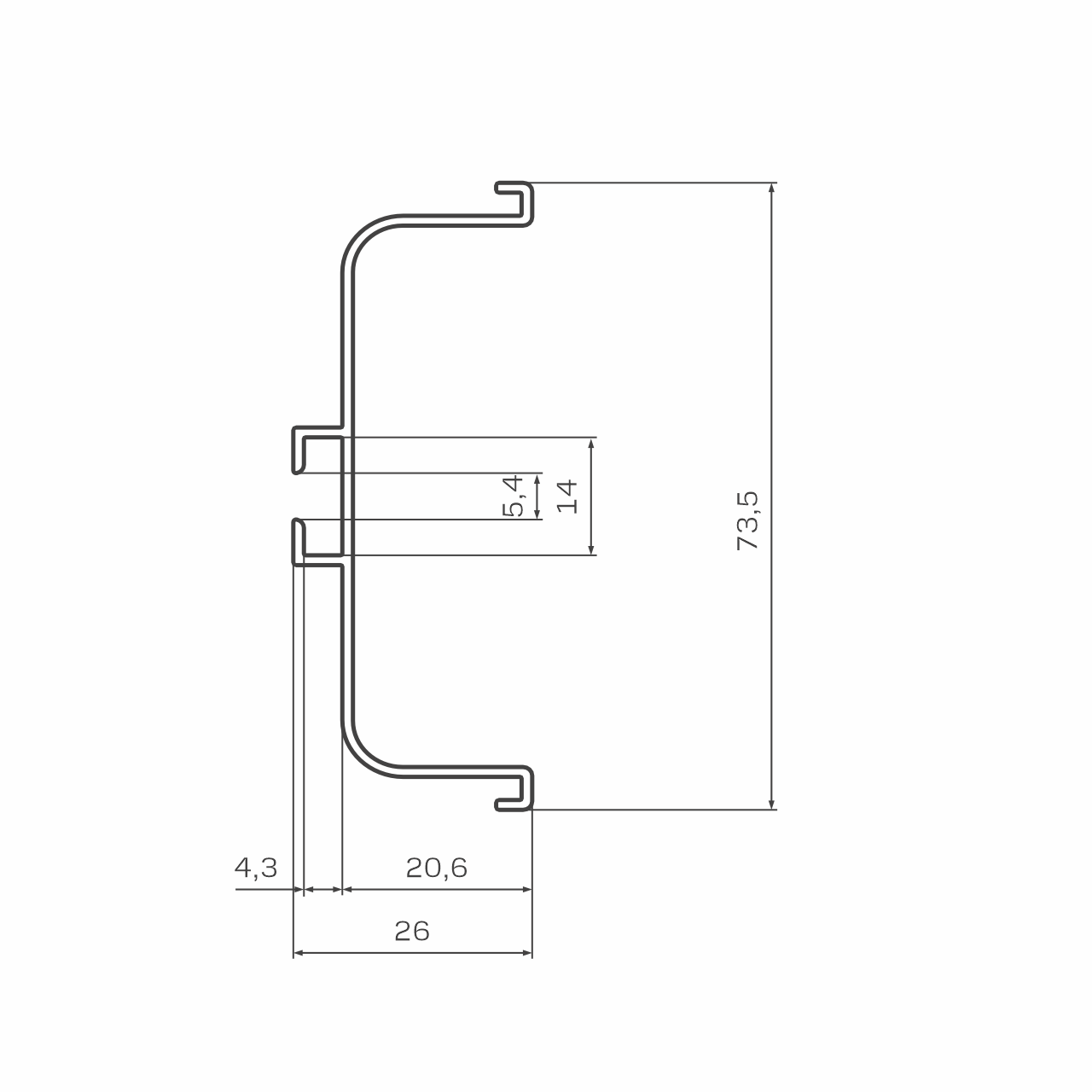   Профиль GOLA С-образный горизонтальный черный матовый, 4,1 м
