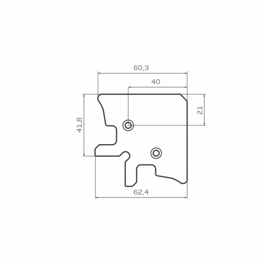 Уголок широкий для алюминиевого фасадного профиля без винтов UG07