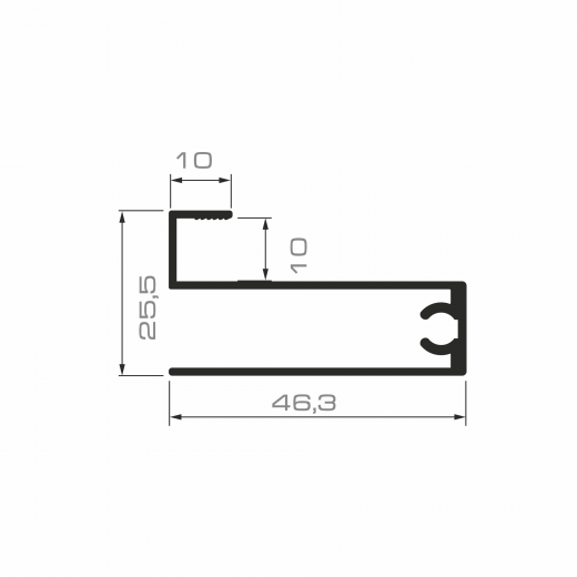 Профиль горизонтальный нижний БЕЗ КАМЕРЫ Серебро матовое 6 м (узкая система) (10)