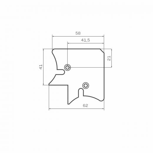 Уголок широкий для алюминиевого фасадного профиля  без винтов UG02/2