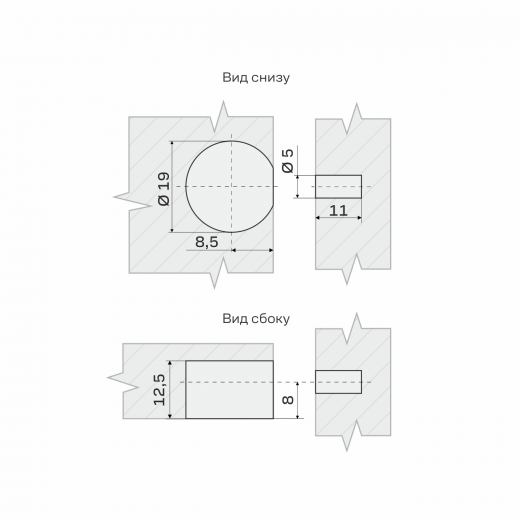 Эксцентриковая стяжка, металл D=19мм + Стойка эксцентрика, саморез L=16мм, металл  (1000)